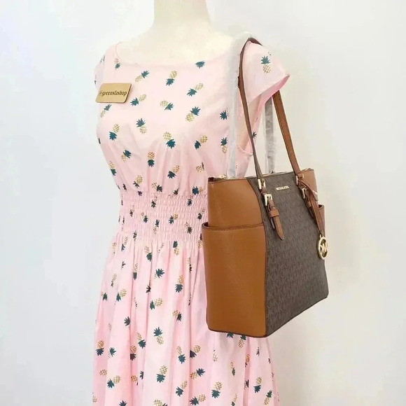 Michael Kors Charlotte Top Zip Tote shoulder bag & wallet brown - Picture 9 of 10